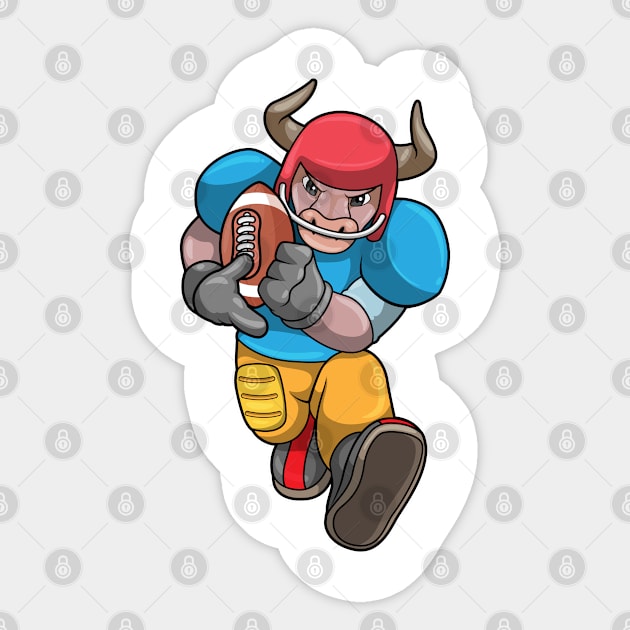 Bull at Sports with Football & Helmet Sticker by Markus Schnabel